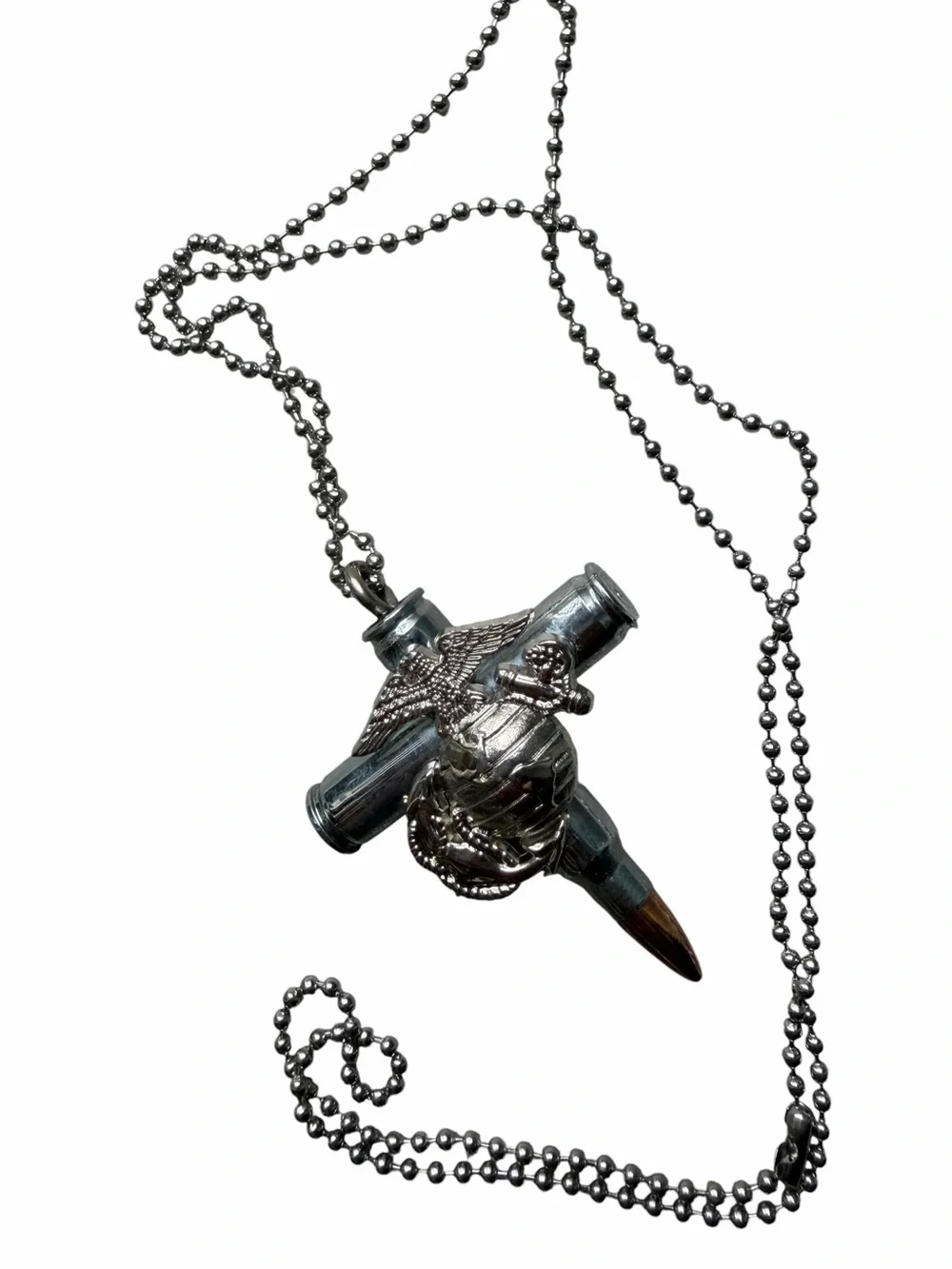 Stainless steel Marine necklace Cross Military Gift